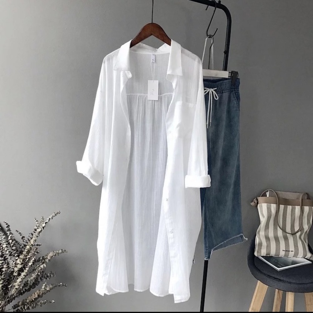 Oversized long white shirt